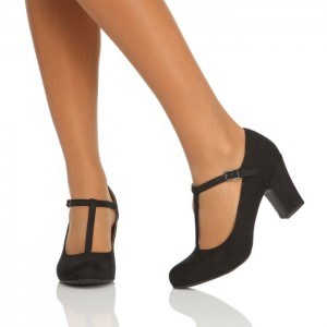 Escarpins Femme Talon Bloc Avec Bride Cheville - Bout Fermé, Idéal Mariage, Soirée, Fêtes