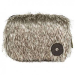 pochette fausse fourrure marron